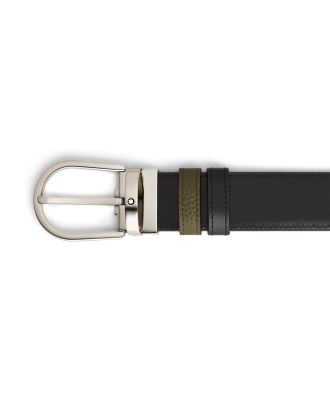 Montblanc Omkeerbare Riem 35mm Horseshoe Grain Khaki Zwart