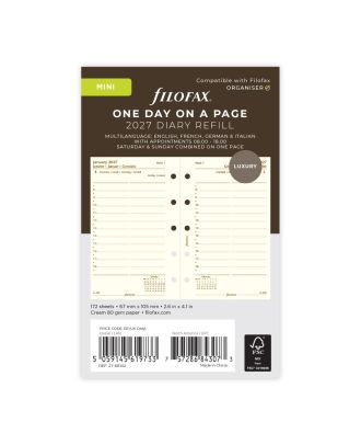 Filofax Mini Vulling 1 Dag op 1 Pagina Crème 2021