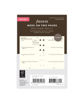 Filofax Pocket Vulling Week op 1 Pagina's 2019