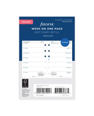 Filofax Pocket Vulling Week op 1 Pagina's 2019