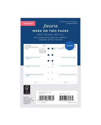 Filofax Pocket Vulling Week op 2 Pagina's 2021