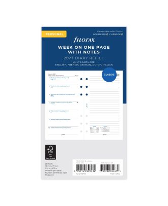 Filofax Personal Vulling Week op 1 Pagina 2020 met notities