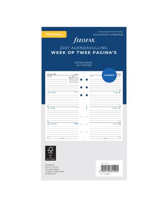 Filofax Personal Vulling Week op 2 Pagina's Gelijnd 2019
