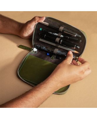 Endless Companion Groen Lederen Etui 5 Pennen