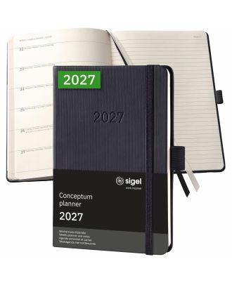 Sigel Conceptum Pure 2021 Weekagenda met Notitieruimte A6 Zwart Hard cover