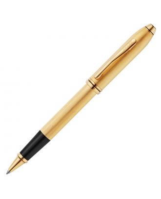 Cross Townsend Polished 23KT GoldPlated Engraved Diamond Pattern Roller