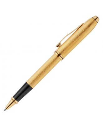 Cross Townsend Polished 23KT GoldPlated Engraved Diamond Pattern Roller