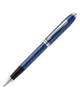 Cross Townsend Polished Translucent Cobalt Blue Engraved Diamond Pattern Roller
