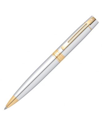 Sheaffer 300 Bright Chrome Gold Trim Balpen