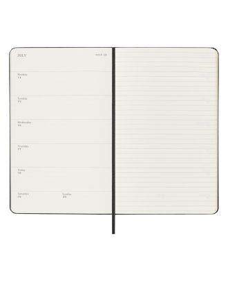 Moleskine Large Agenda 18 maanden Week 2 Pagina's 2018-19 Zwarte Harde Kaft