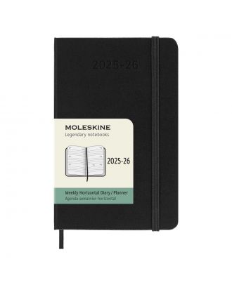 Moleskine Pocket Agenda 18 maanden Week Horizontaal 2025-2026 Zwarte Harde Kaft