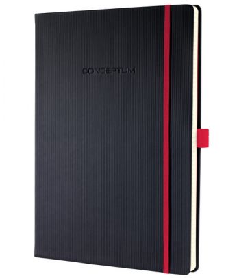 Sigel Conceptum Pure Notitieboek A4 Zwart Hard cover Rood Geruit