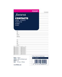 Filofax Vulling Pocket Wit Adressen