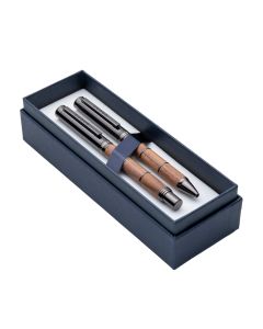Tom Hessin Revolution Collection Rustic Wooden Vulpen en Balpen Set
